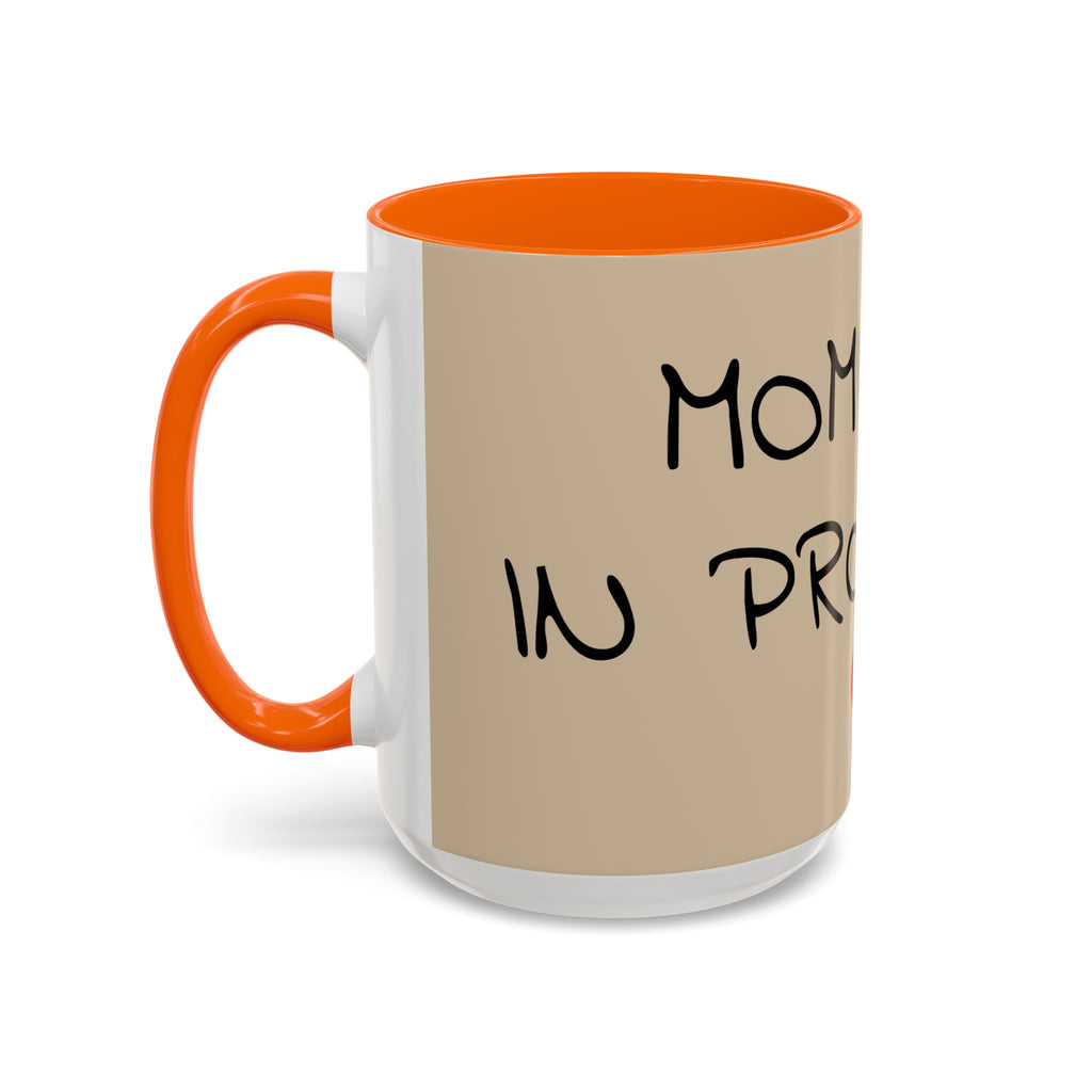 Coffee Mug — "Mom Fuel, Progress" Accent Mug with Heart (11/15oz)