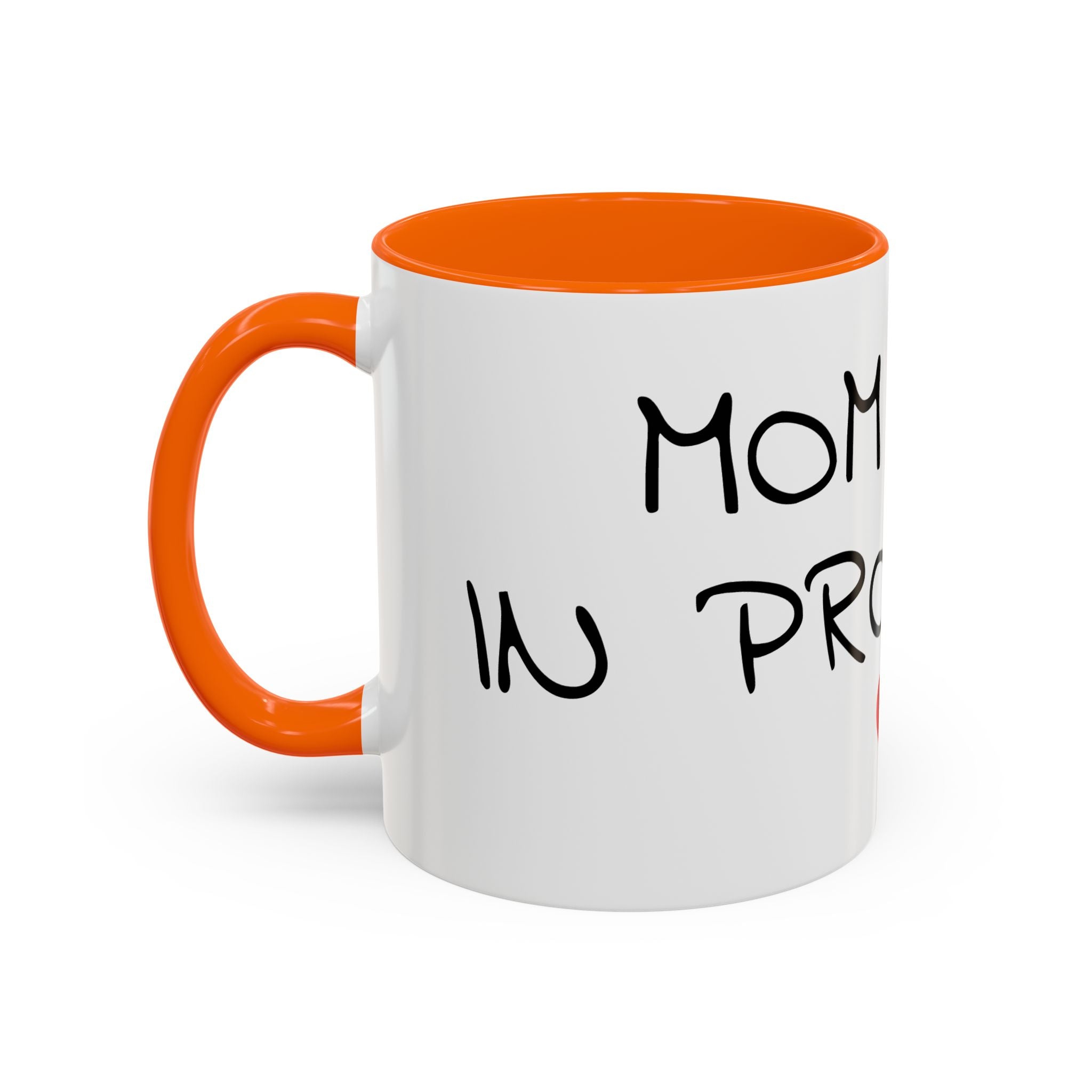 Coffee Mug — "Mom Fuel, Progress" Accent Mug with Heart (11/15oz)
