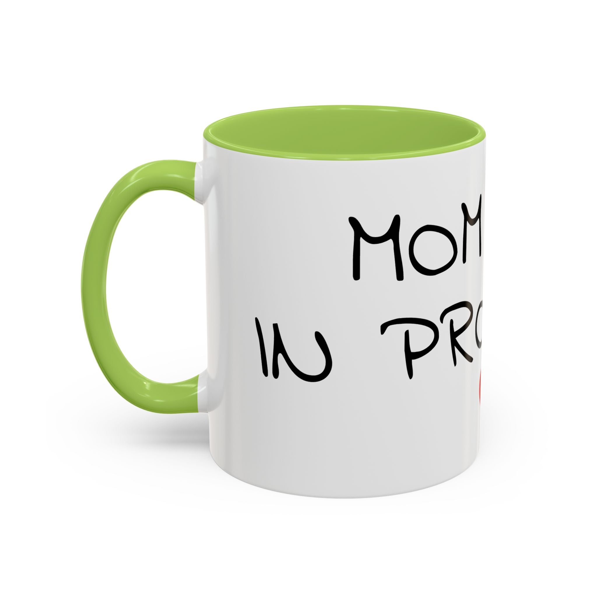 Coffee Mug — "Mom Fuel, Progress" Accent Mug with Heart (11/15oz)