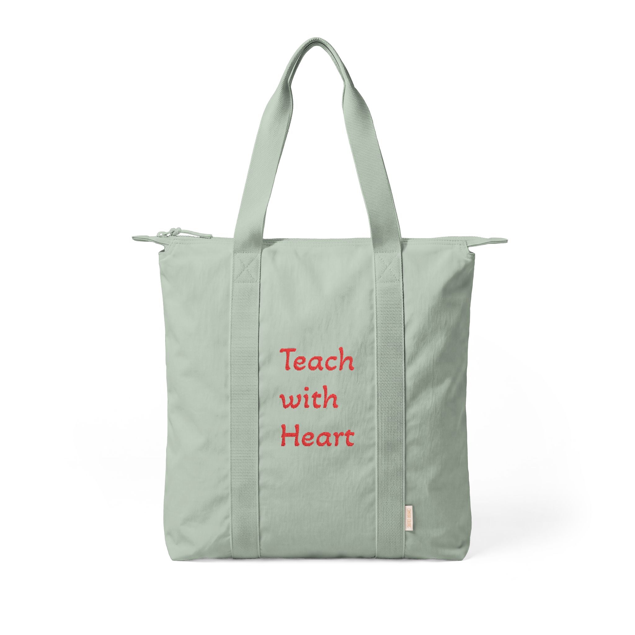 Teach With Heart Nomad Tote Bag — Zippered Teacher Carry-All