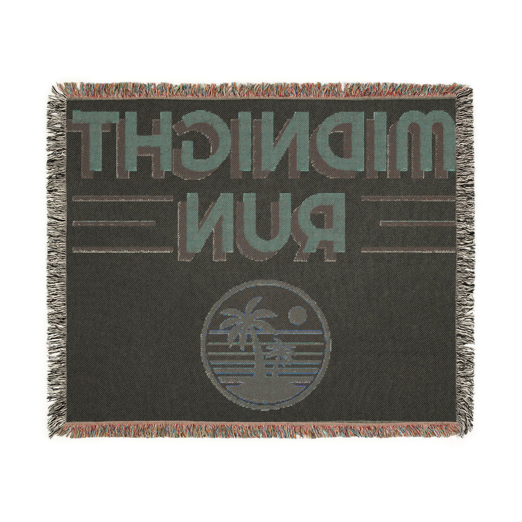 Midnight Run Woven Blanket — Retro Sunset Palm Throw