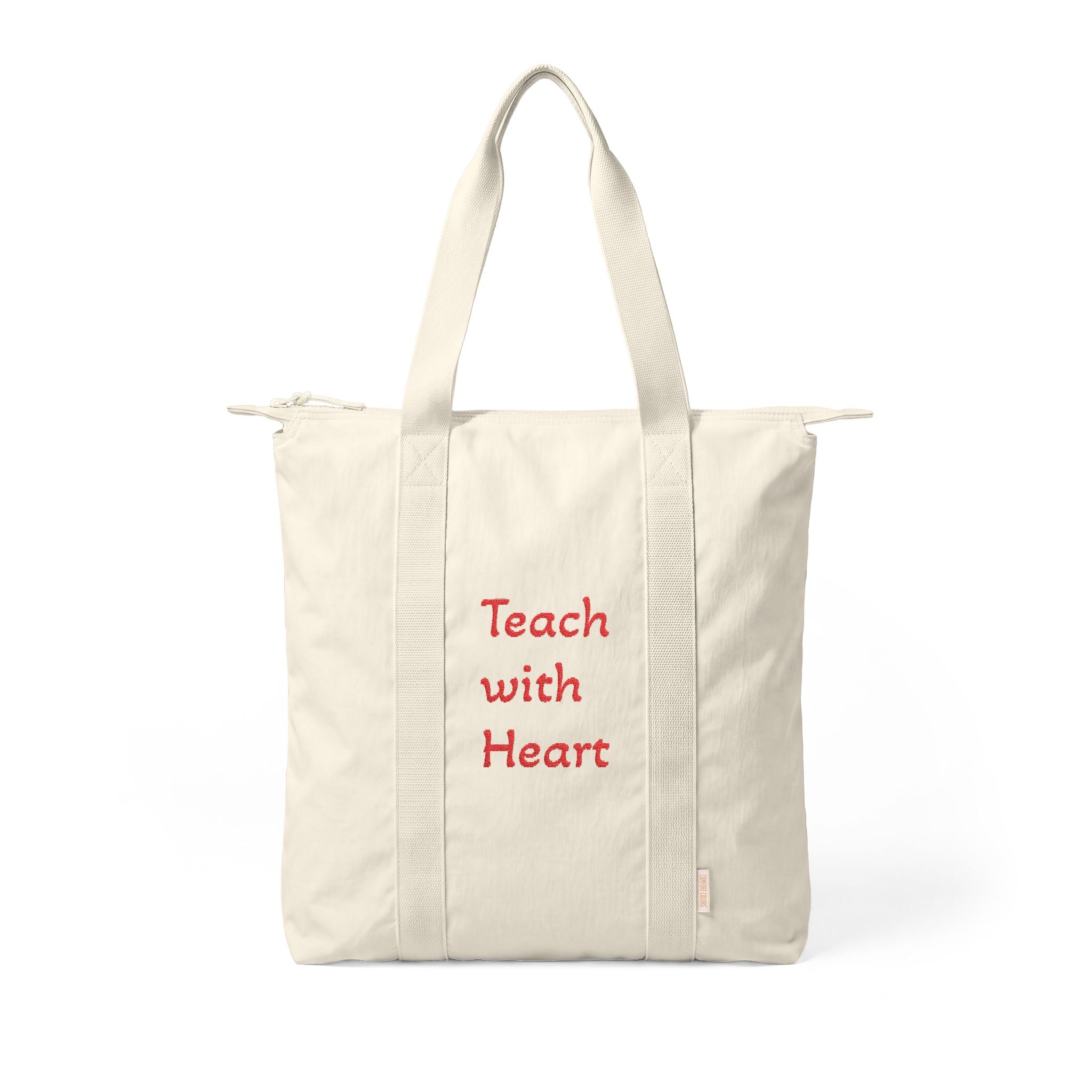 Teach With Heart Nomad Tote Bag — Zippered Teacher Carry-All