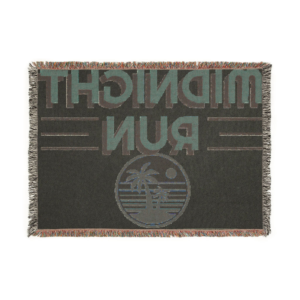 Midnight Run Woven Blanket — Retro Sunset Palm Throw
