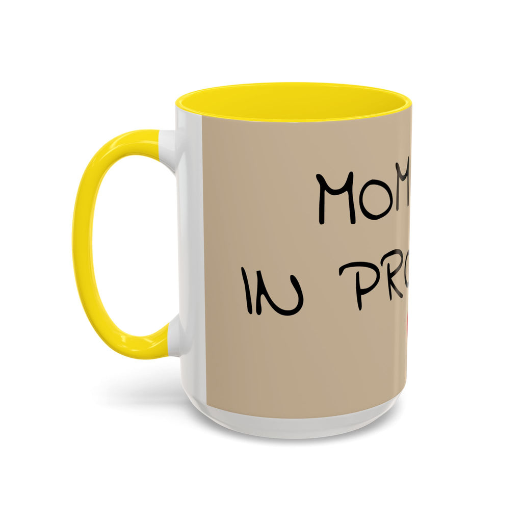 Coffee Mug — "Mom Fuel, Progress" Accent Mug with Heart (11/15oz)
