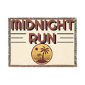Midnight Run Woven Blanket — Retro Sunset Palm Throw