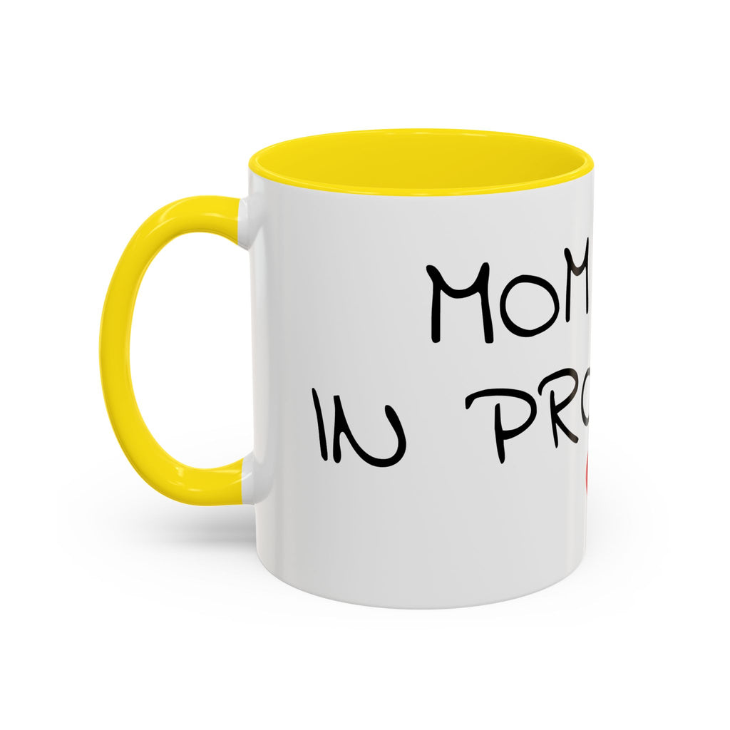 Coffee Mug — "Mom Fuel, Progress" Accent Mug with Heart (11/15oz)
