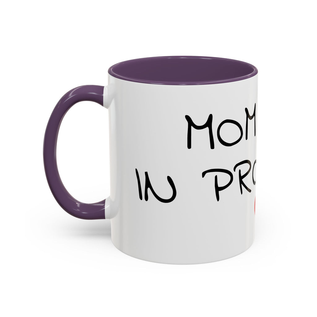 Coffee Mug — "Mom Fuel, Progress" Accent Mug with Heart (11/15oz)