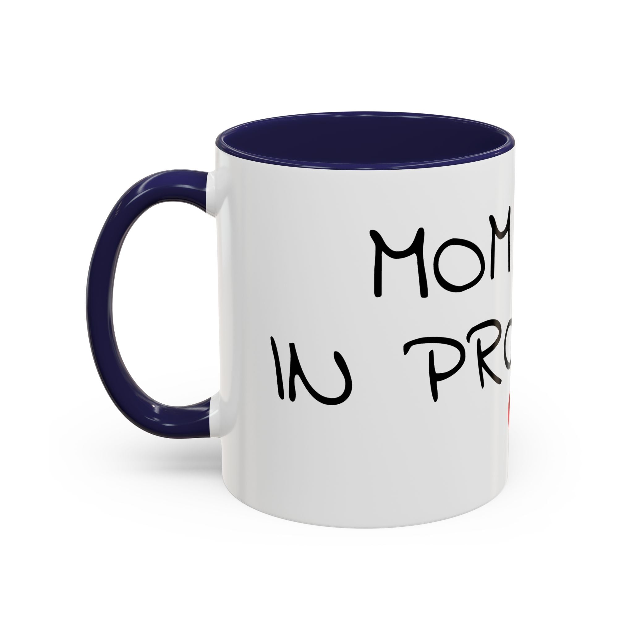 Coffee Mug — "Mom Fuel, Progress" Accent Mug with Heart (11/15oz)
